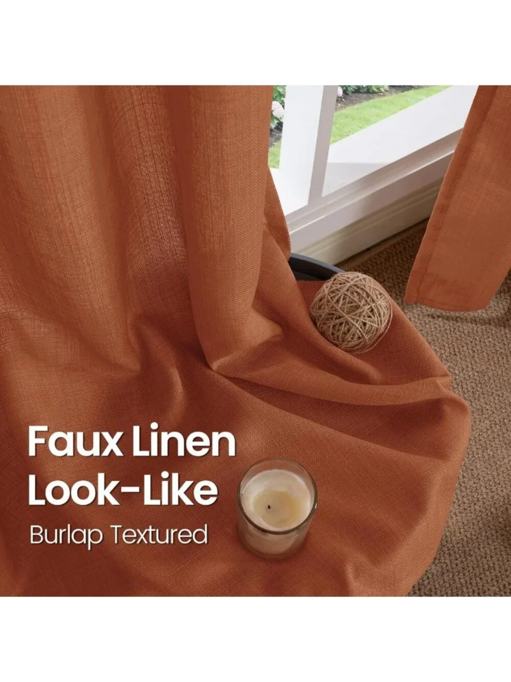Terracotta Linen Curtains Set of 2 Panels, 84